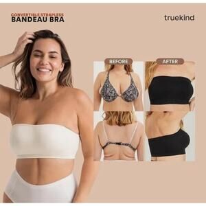 Truekind Convertible Strapless Bandeau Bra Oat Large